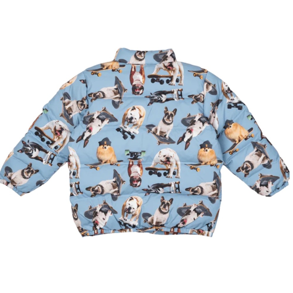 Blue Dog Print Puffer Jacket